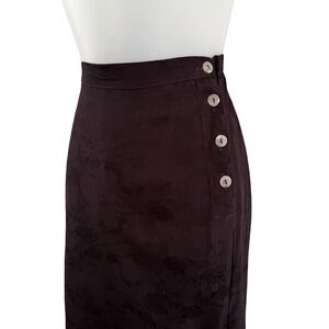 Bryn Walker Skirt Womens Small Purple Floral Rayon Midi Side Button Elastic Slit